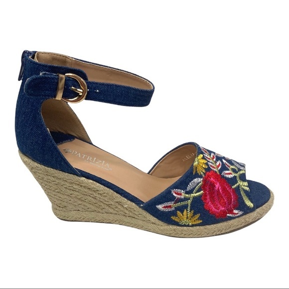 Blue Denim Embroidered Espadrilles - Picture 6 of 8